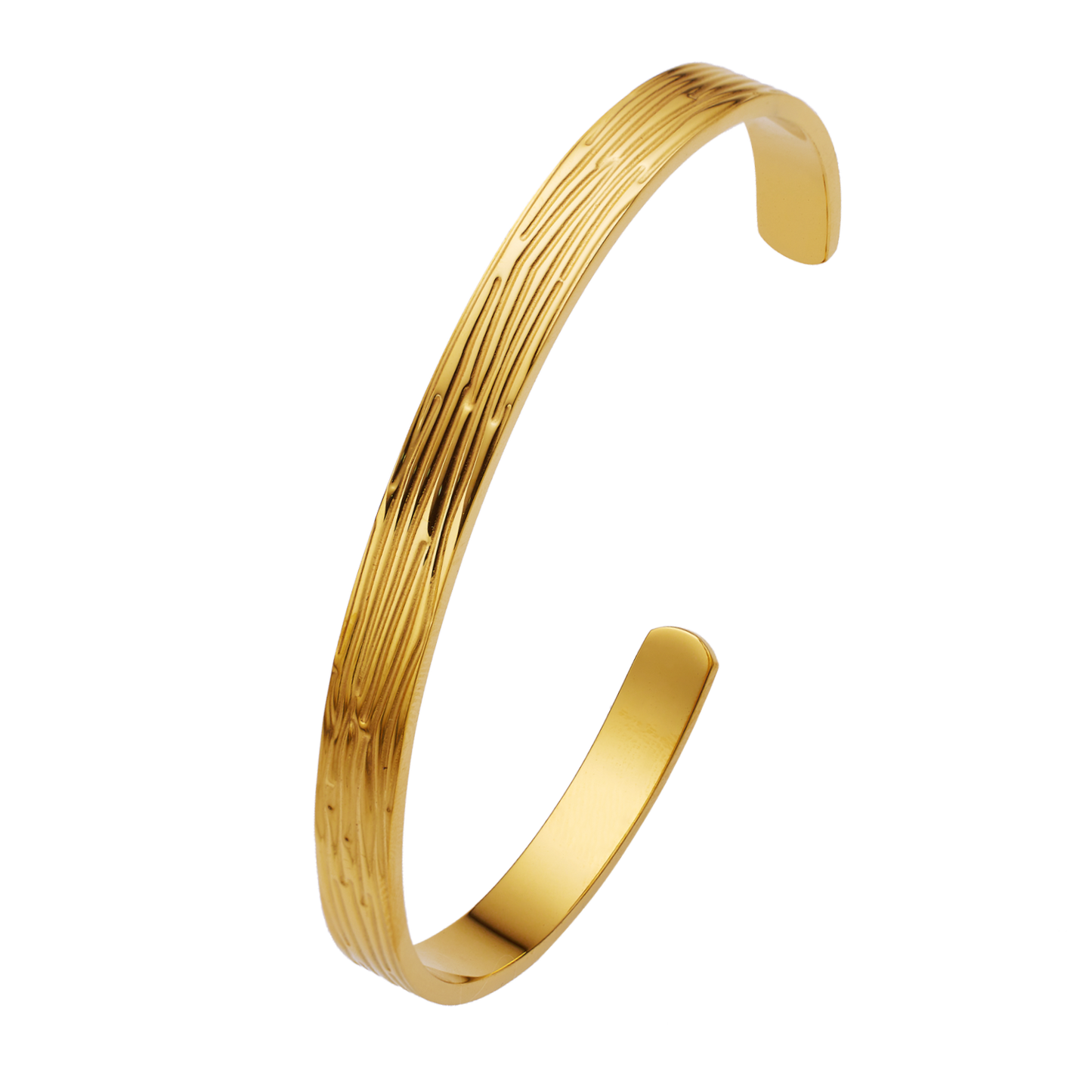 Stainless steel plated 18-karat gold hammer cut bracelet