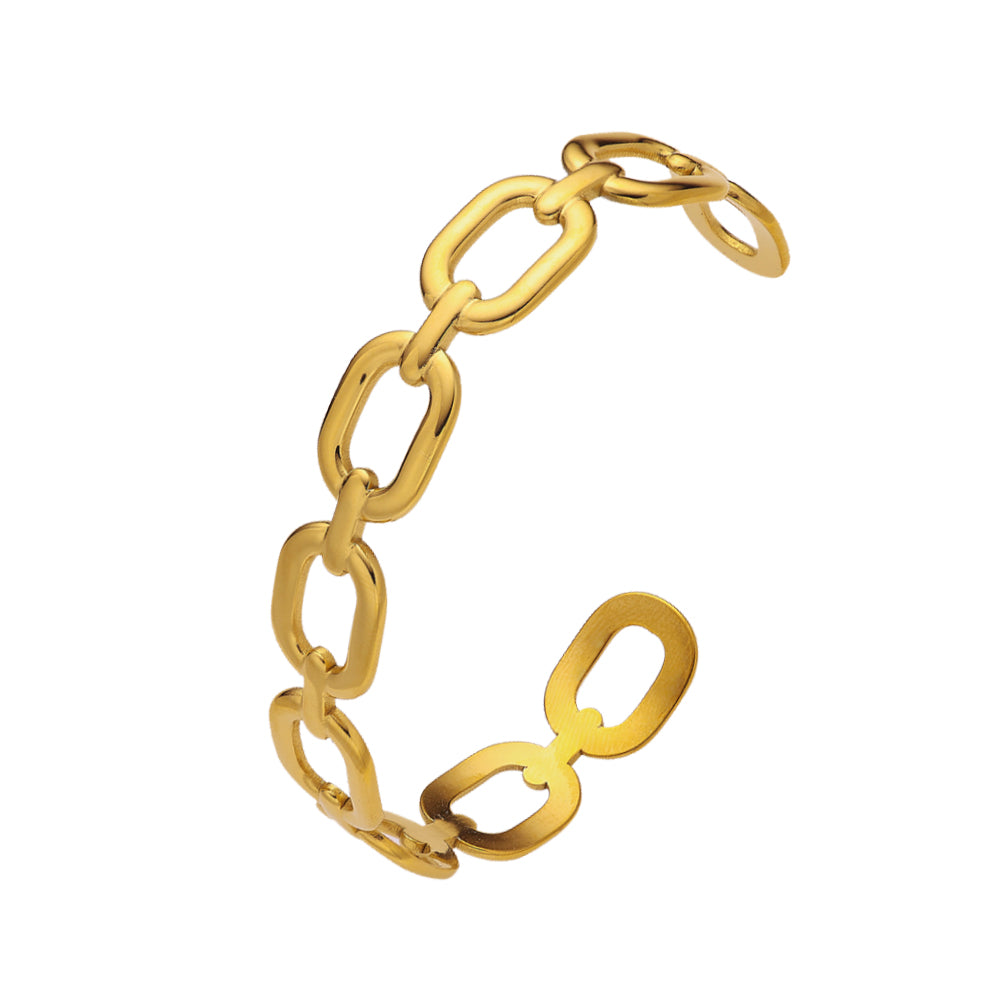 Stainless steel plated 18-karat gold semi-closed chain bracelet