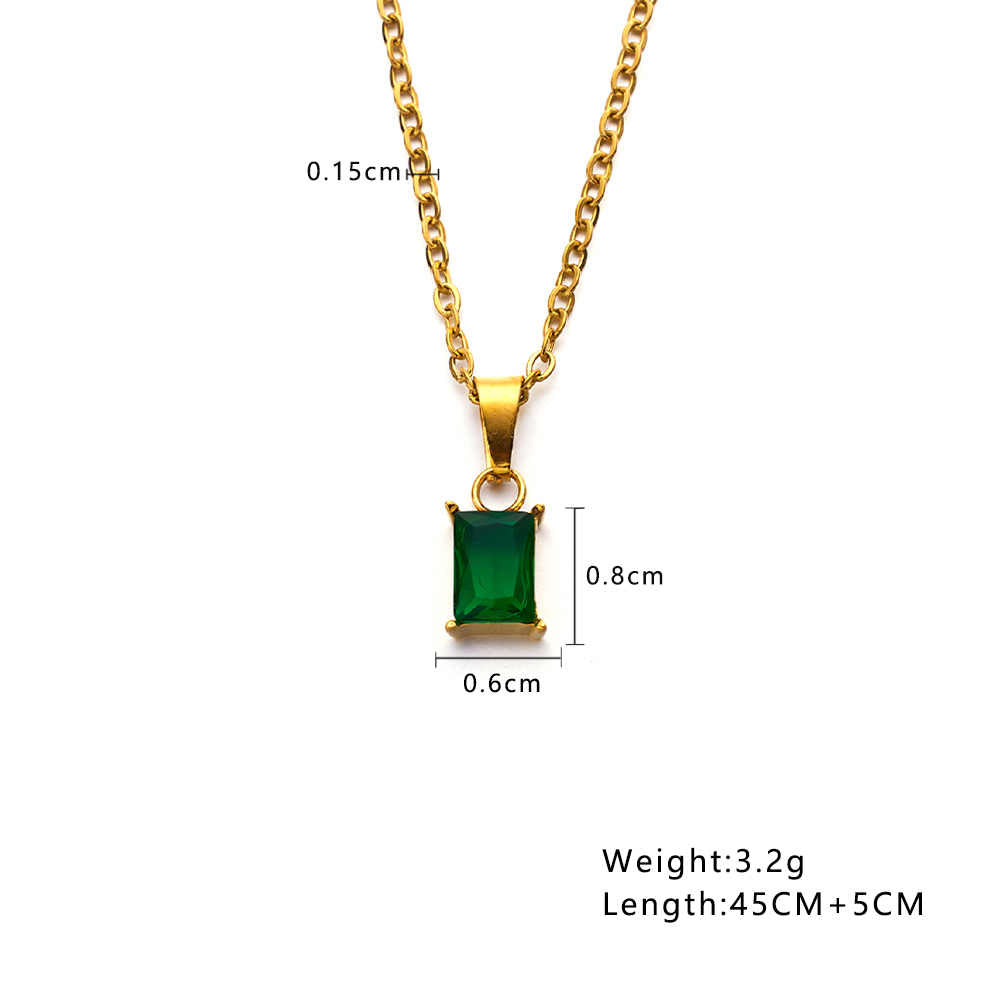 Stainless steel 18K gold plated zircon necklace