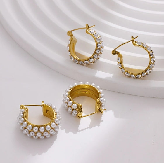 Vintage Gold Plated Crystal Pearl Fine Jewelry Earrings Collection