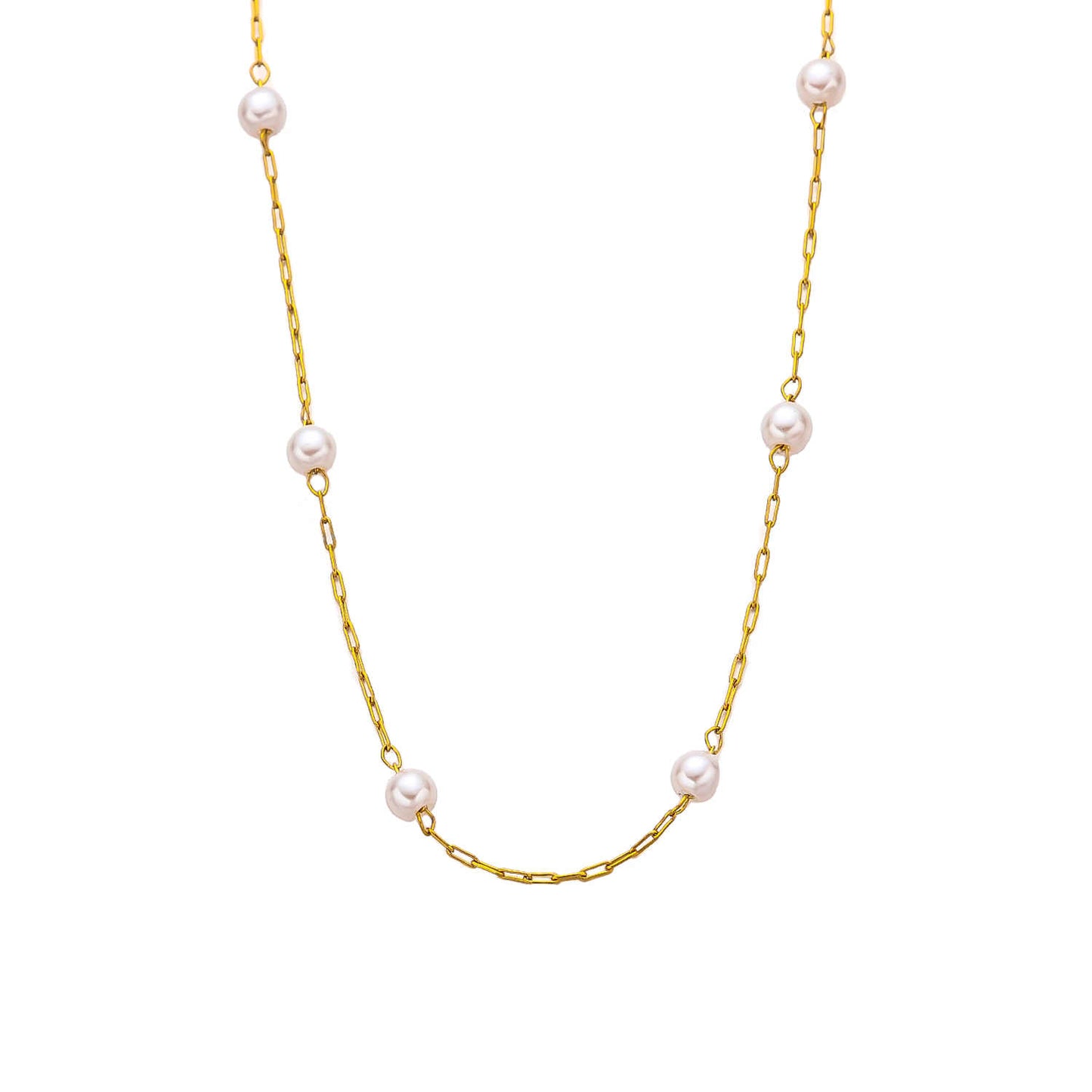 Stainless steel 18K gold-plated pearl necklace