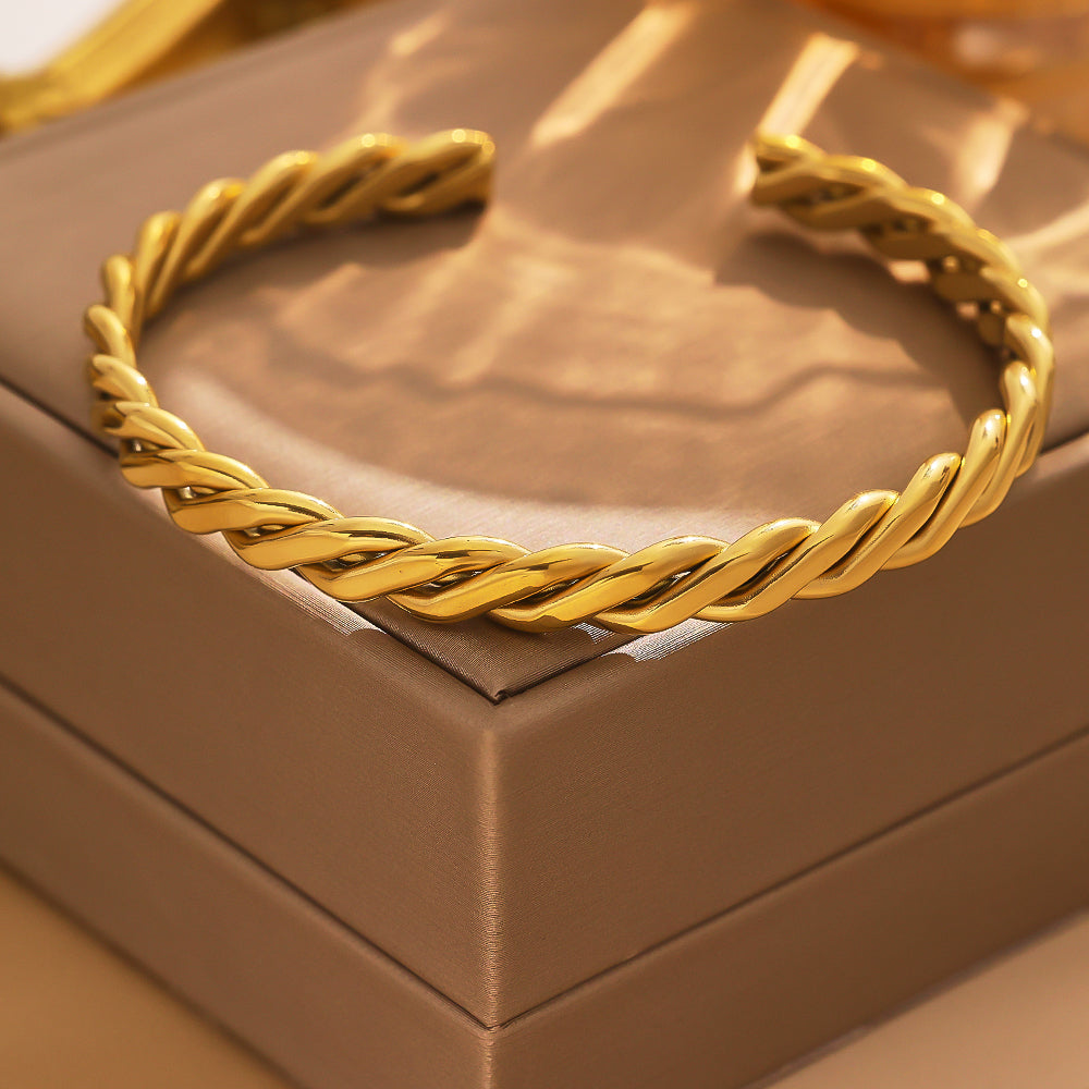 Stainless steel plated 18-karat gold wrapped gold bracelet