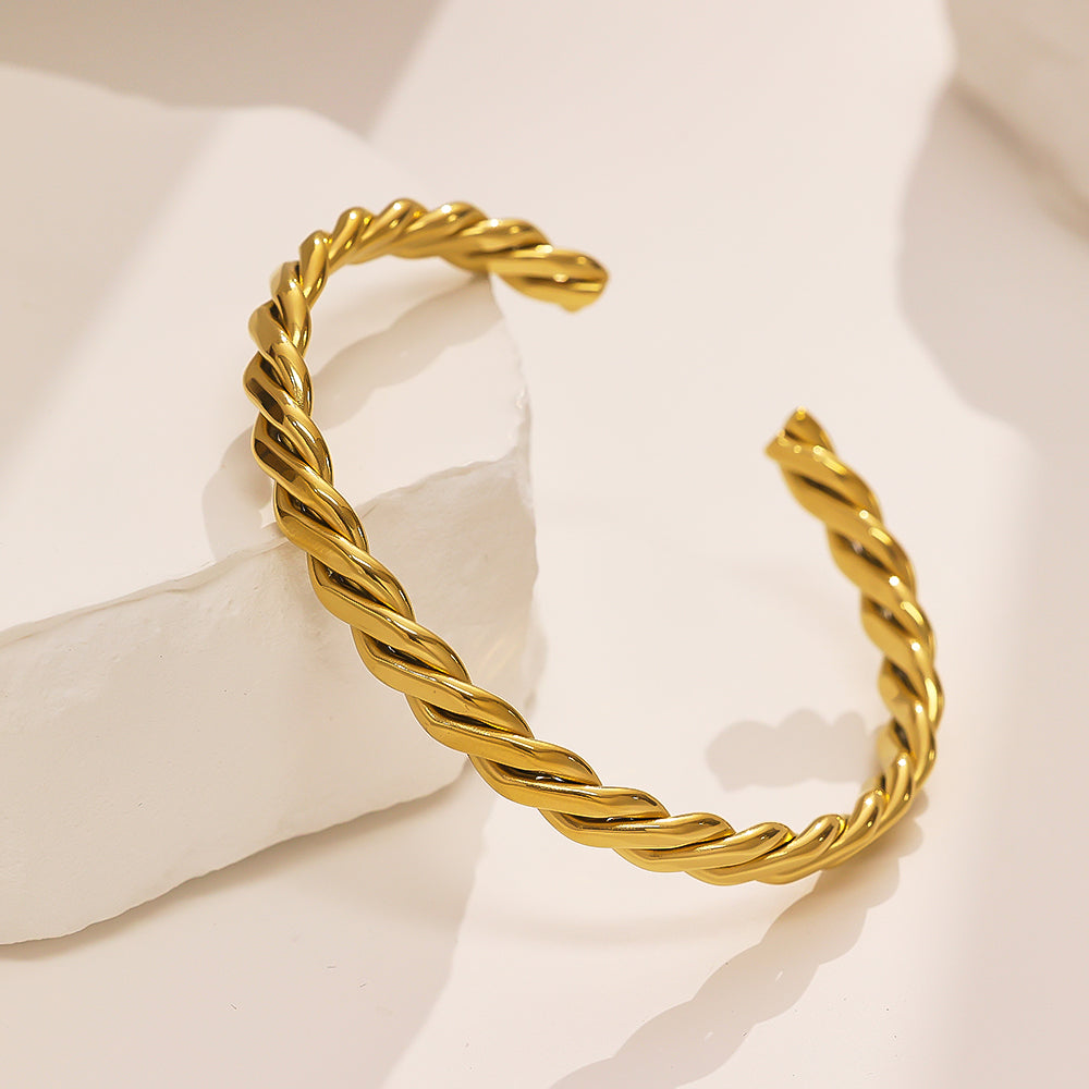 Stainless steel plated 18-karat gold wrapped gold bracelet