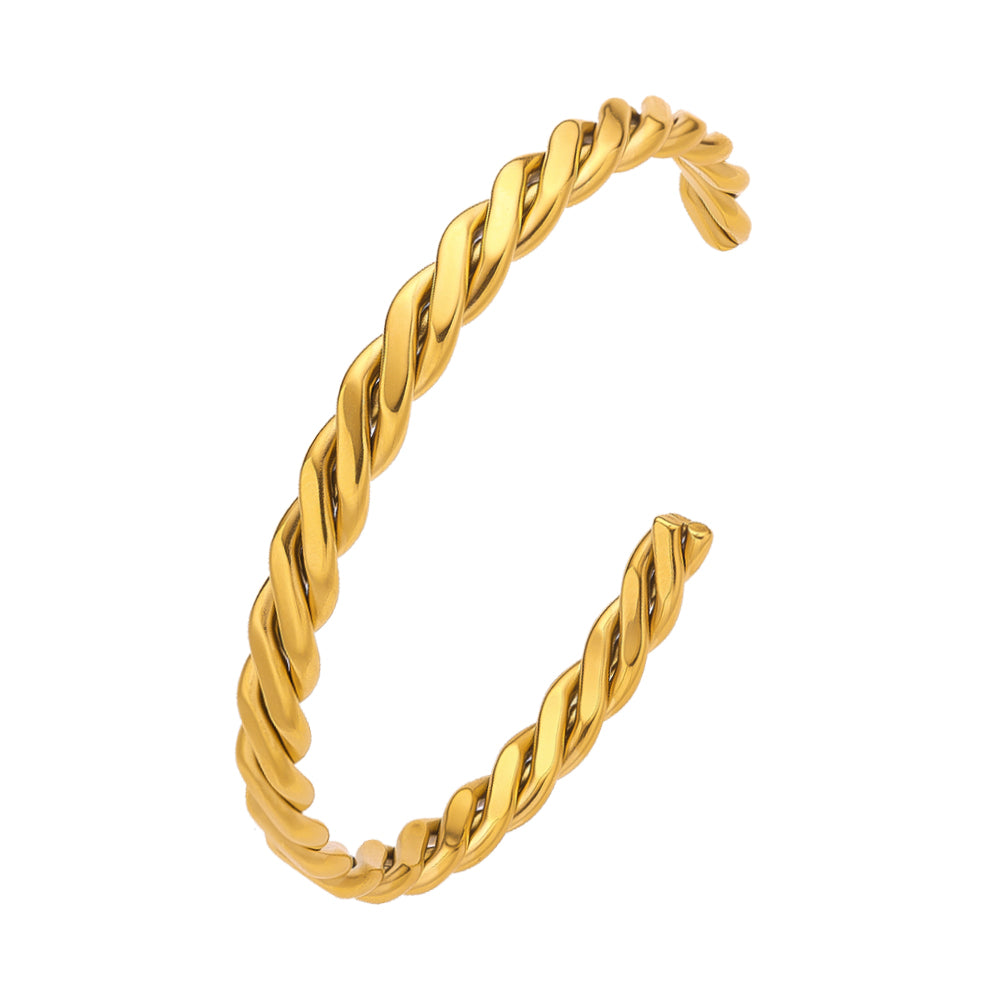 Stainless steel plated 18-karat gold wrapped gold bracelet