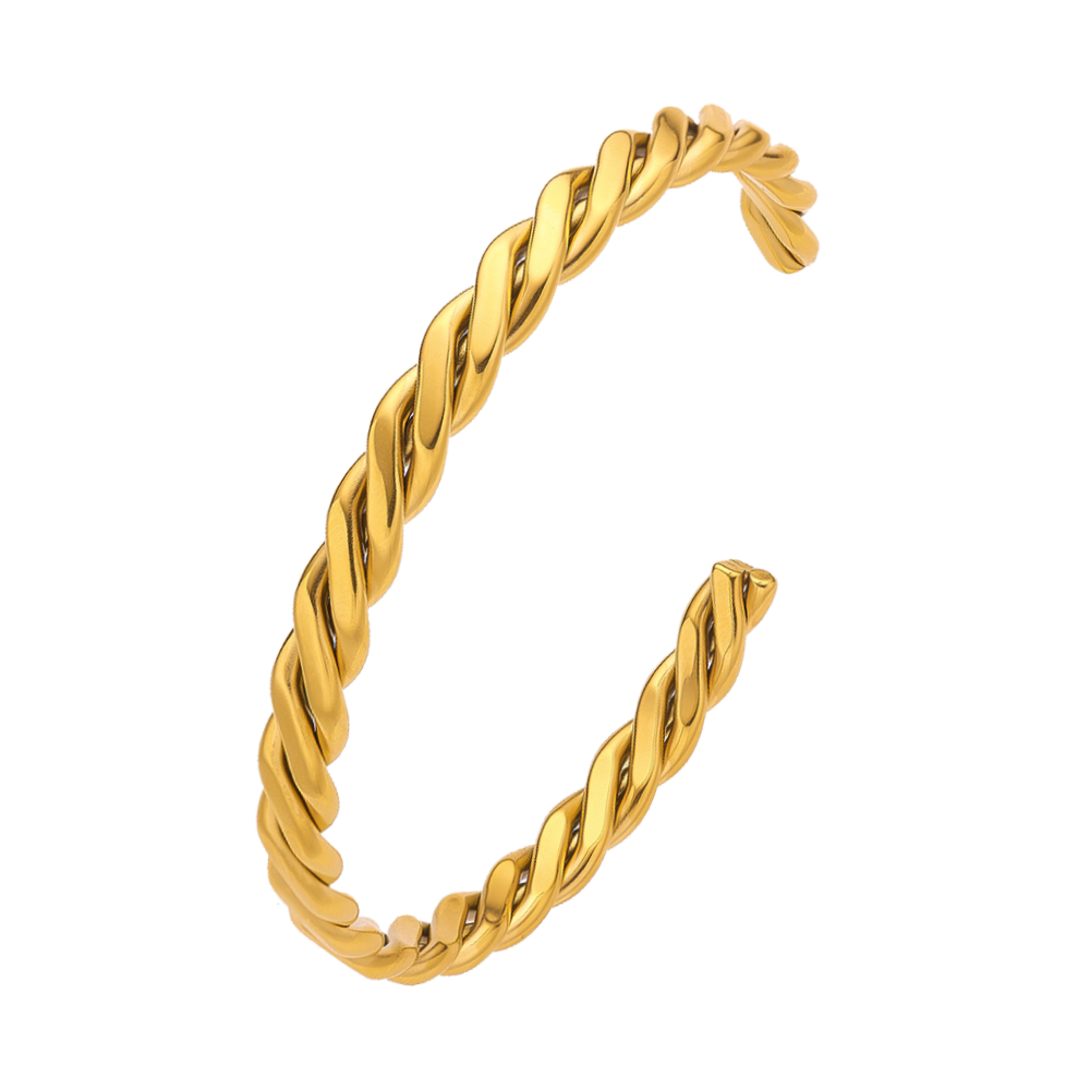 Stainless steel plated 18-karat gold wrapped gold bracelet