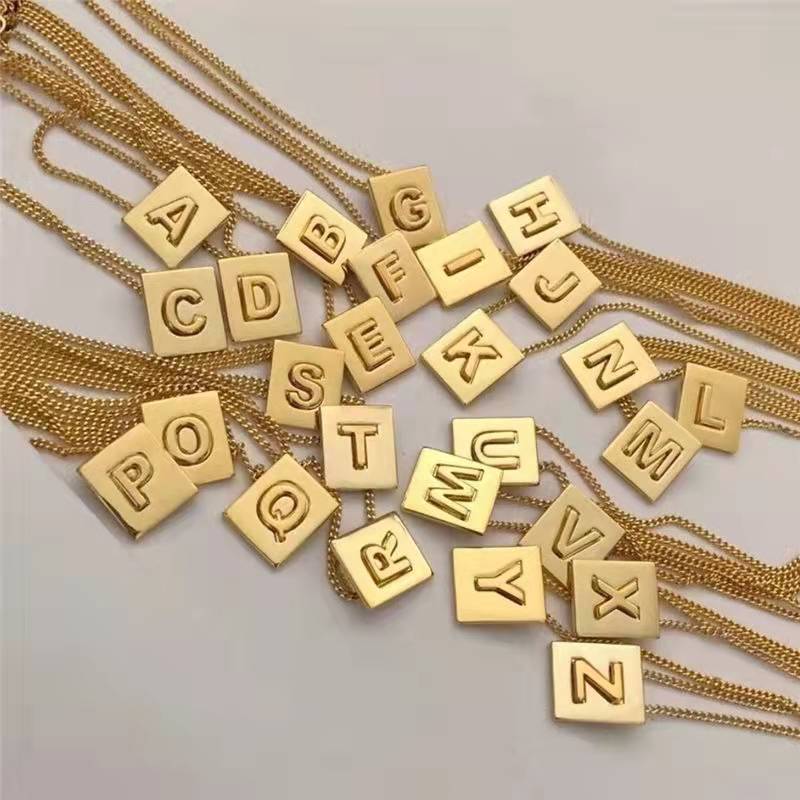 Stainless steel 18K gold-plated letter necklace