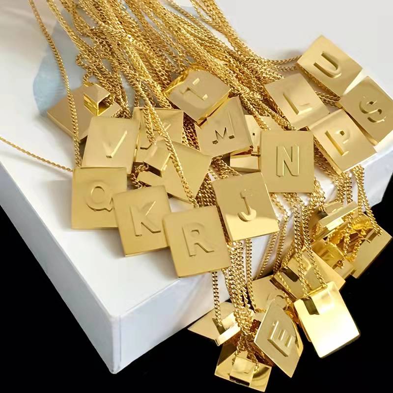 Stainless steel 18K gold-plated letter necklace