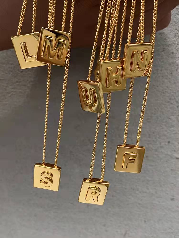 Stainless steel 18K gold-plated letter necklace