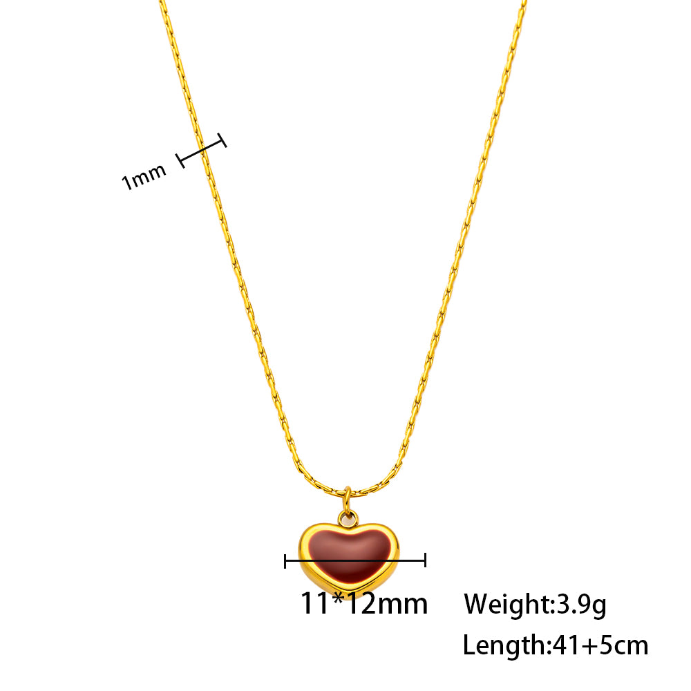 316 Stainless Steel 18K Gold Plated Burgundy Heart Necklace | Elegant & Romantic