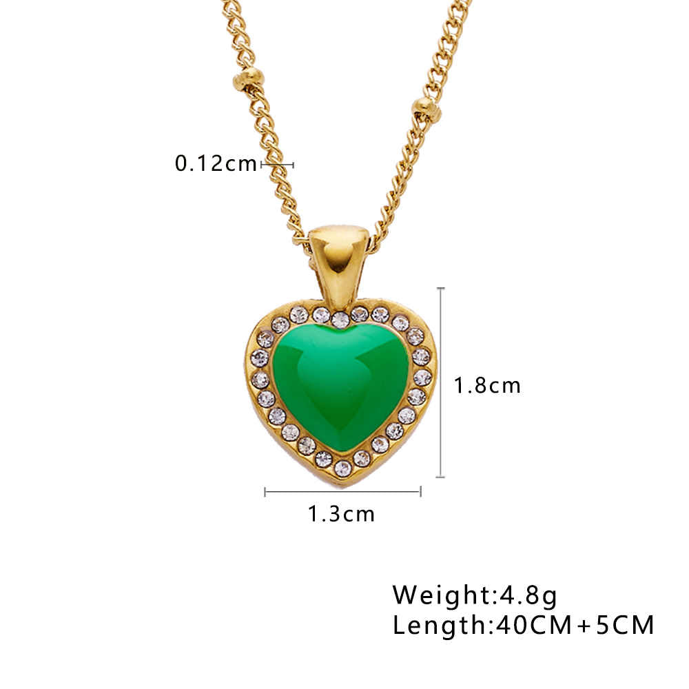 Stainless steel 18K gold plated love zircon necklace