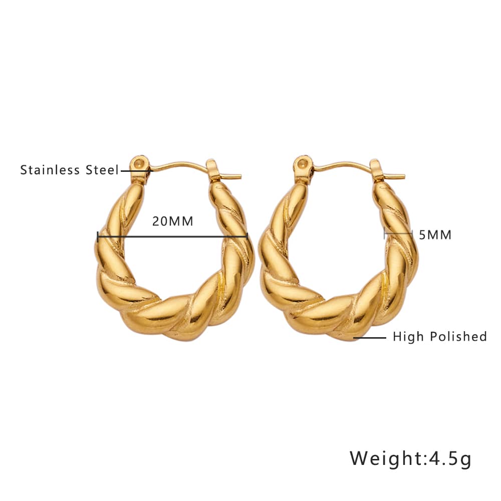 Trendy 18k Gold Plated Stainless Steel Earrings