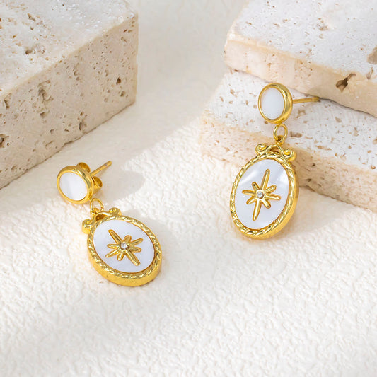316 Stainless Steel 18K Gold Plated Star Pendant Earrings | Minimalist Chic Jewelry