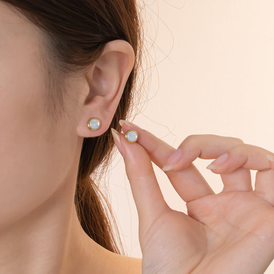 316 Stainless Steel 18K Gold Plated White Gemstone Earrings | Sparkling & Elegant Jewelry