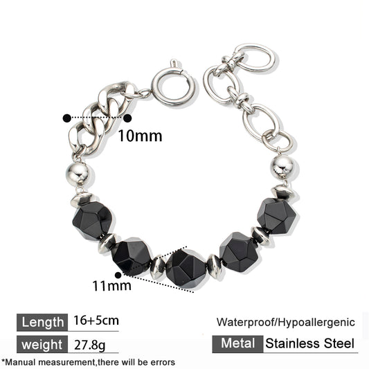 Black Onyx Handmade Chain Bracelet – Bold & Elegant Unisex Accessory