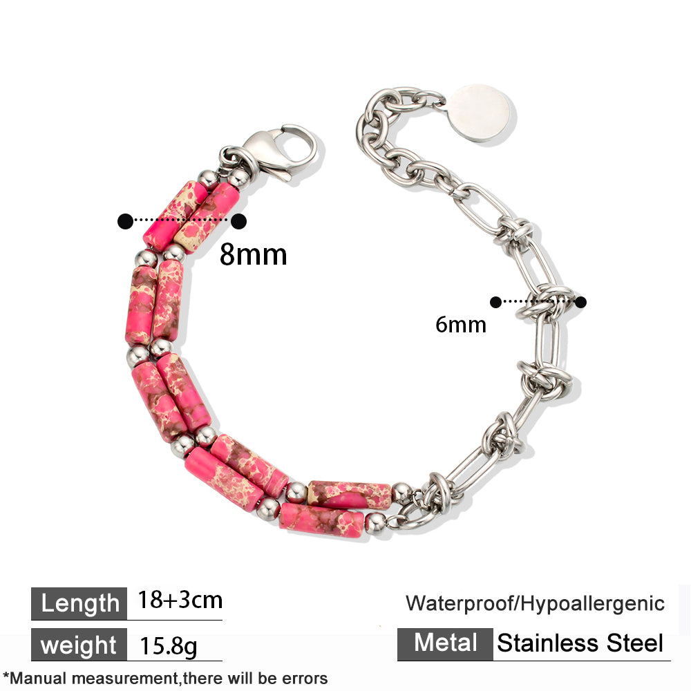 Red Stone Handmade Chain Bracelet – Bold & Stylish Unisex Accessory