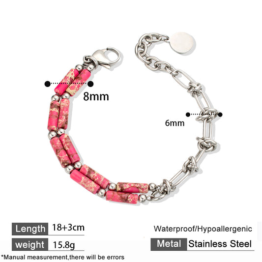 Red Stone Handmade Chain Bracelet – Bold & Stylish Unisex Accessory