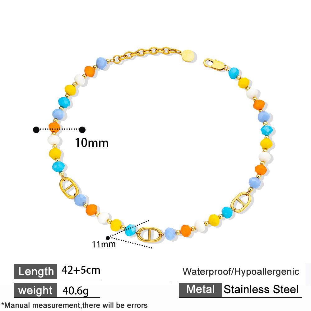 Colorful Sparkling Glass Bead Necklace – Vibrant & Eye-Catching Jewelry