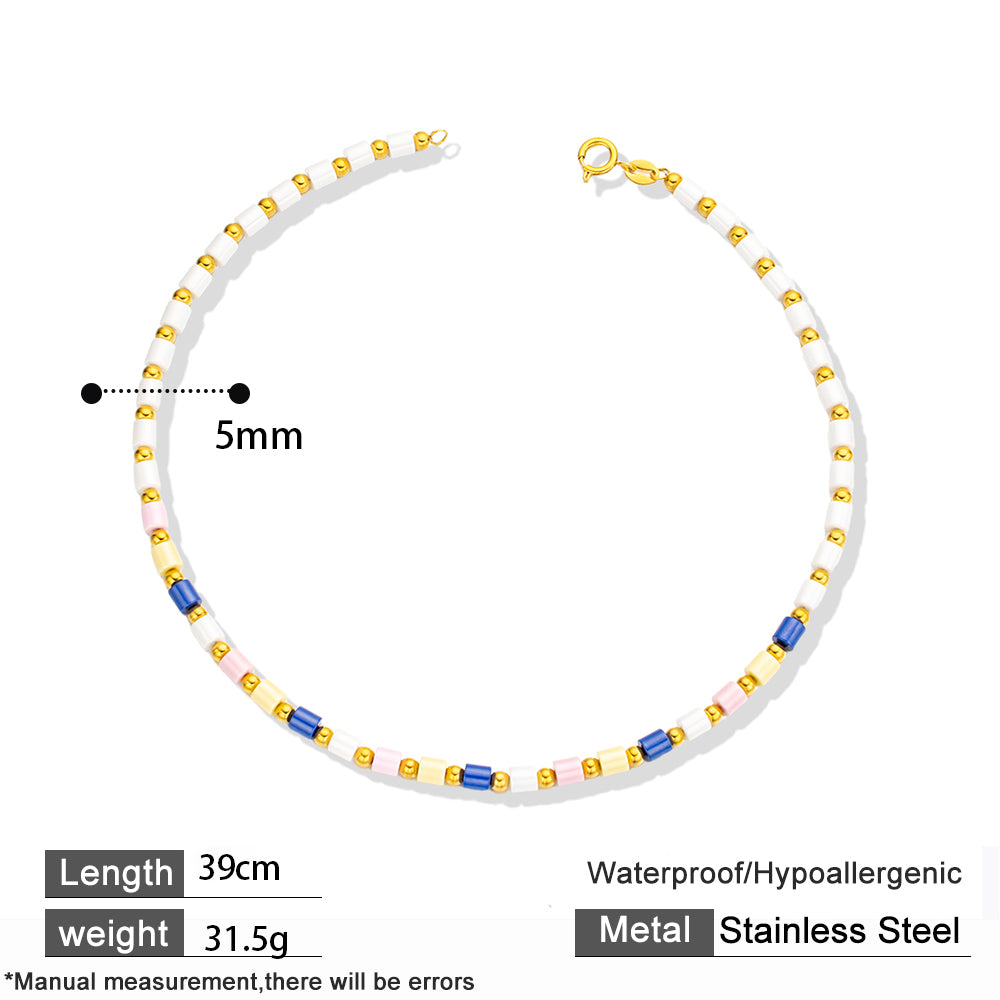 Colorful Ceramic Necklace – Glossy & Textured Cylinder Design, Bold & Stylish