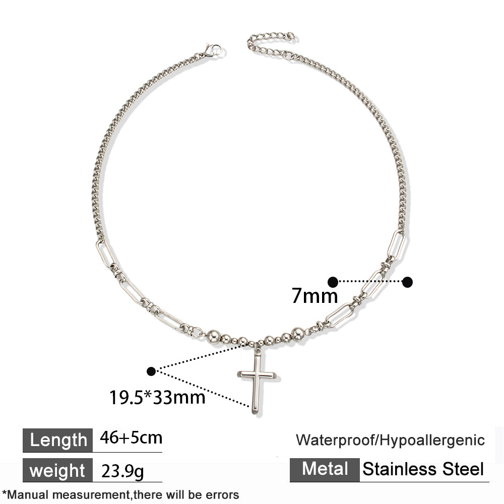 316 Stainless Steel Handmade Chain Necklace with Cross – Stylish & Contemporary