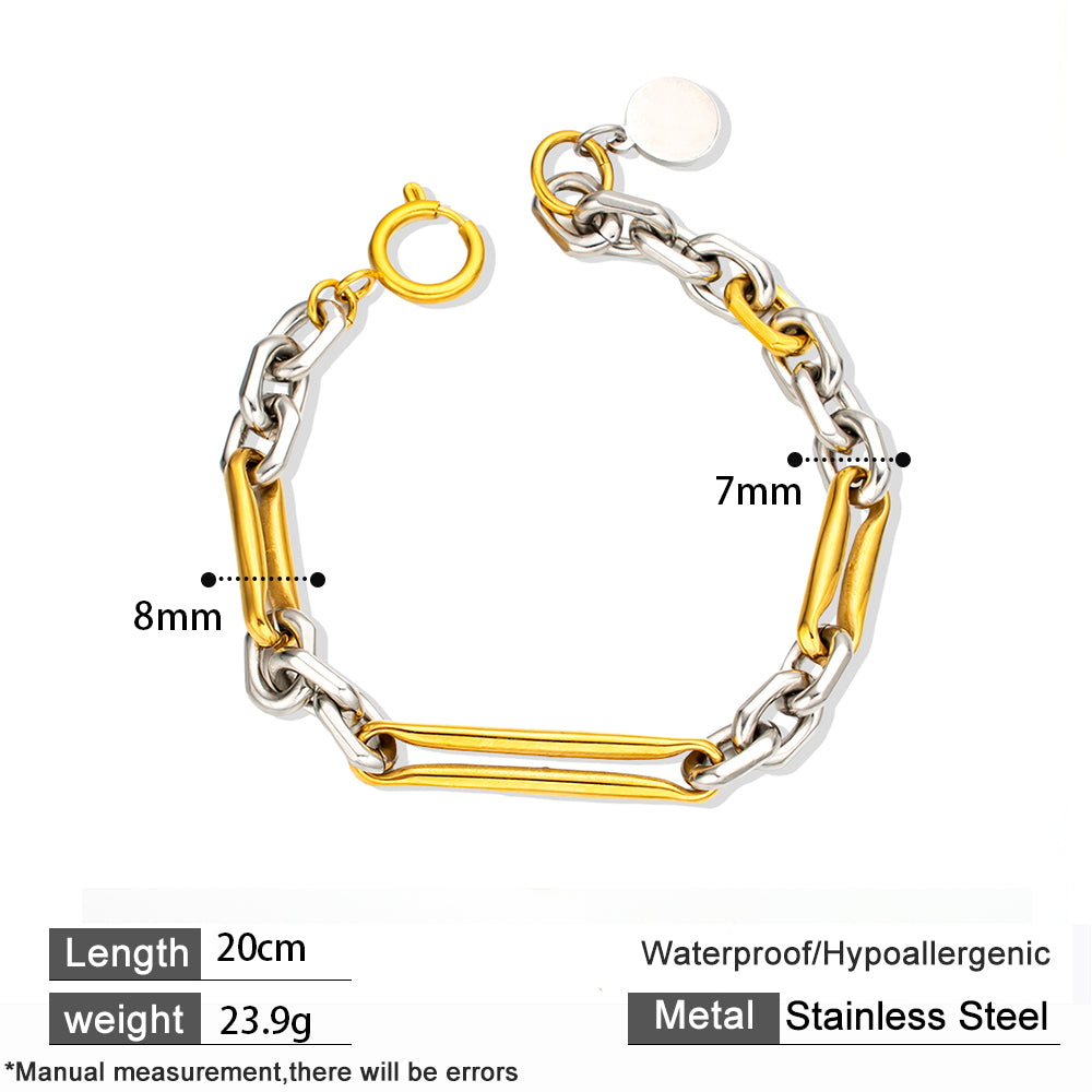 Chunky Two-Tone Stainless Steel Bracelet – Bold, High-Quality Unisex Accessory