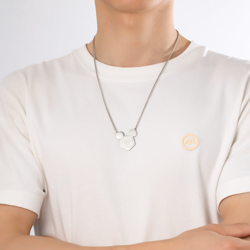 Cute Cartoon Mouse Pendant Necklace – 316 Stainless Steel, Fun & Stylish
