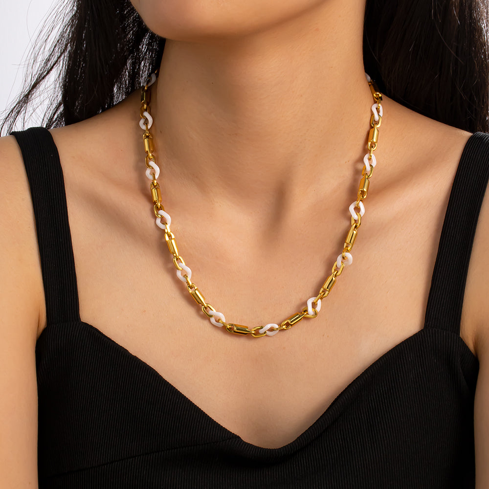 Luna Ceramic Gold Bracelet – White Ceramic & 18K Gold-Plated 316 Stainless Steel, Elegant & Textured