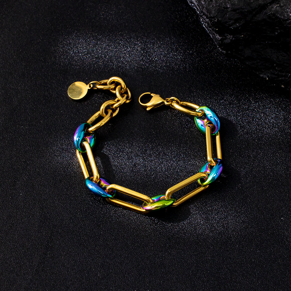 Vibrant Steel Cuff Bracelet – 304 Stainless Steel, Color Vacuum-Plated