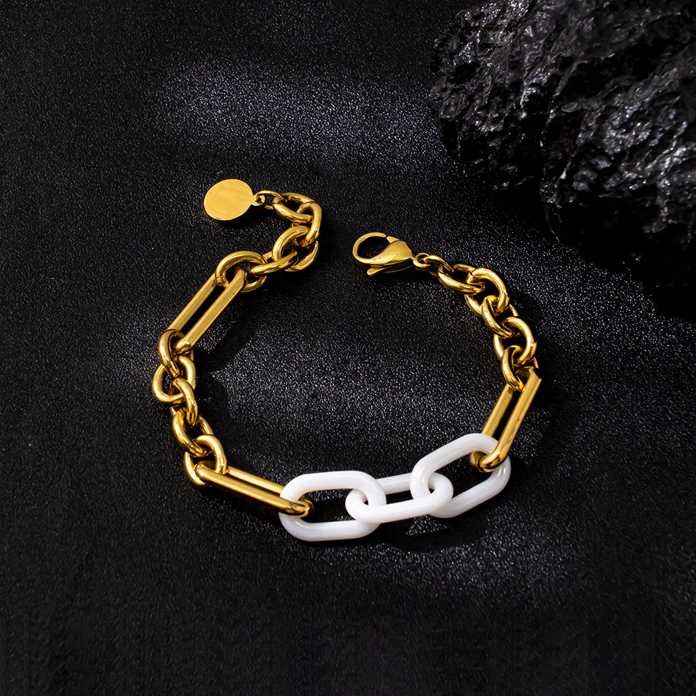 Ceramica Gold Chain Bracelet – 18K Vacuum-Plated 316 Stainless Steel, Chunky & Textured