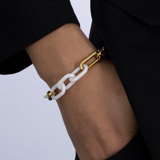 Ceramica Gold Chain Bracelet – 18K Vacuum-Plated 316 Stainless Steel, Chunky & Textured