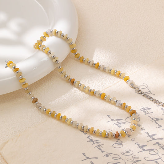 Yellow Agate Beads Necklace – Unisex Handmade Necklace with Natural Yellow Agate