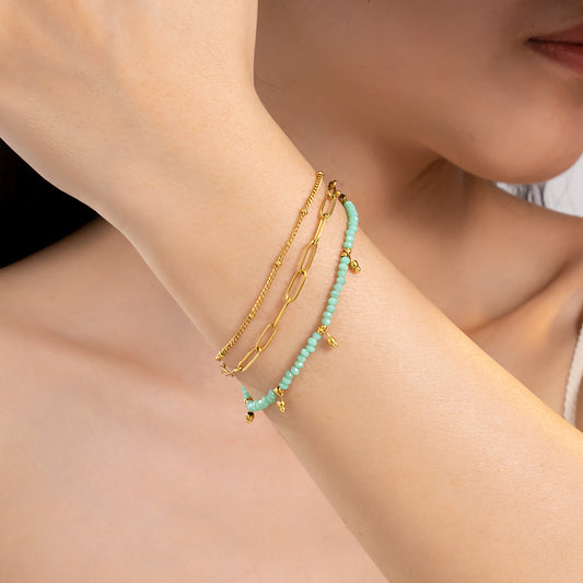 316L Stainless Steel Layered Necklace – Blue Ocean-Inspired, Hypoallergenic & Tarnish Free
