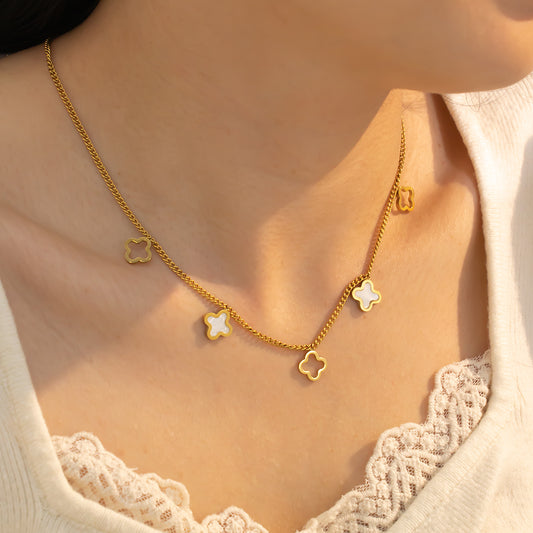 316 Stainless Steel 18K Gold Plated Four-Leaf Clover Necklace | Lucky & Stylish Pendant Jewelry for Women