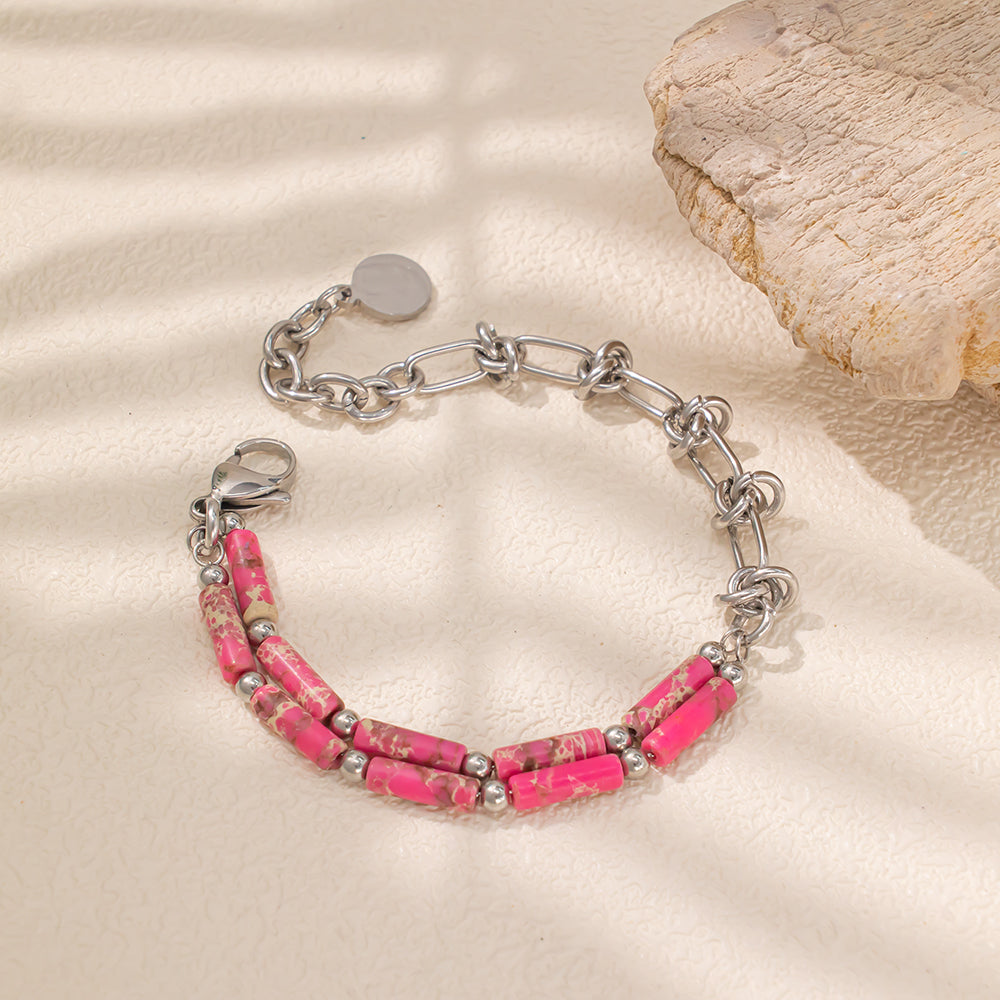 Red Stone Handmade Chain Bracelet – Bold & Stylish Unisex Accessory