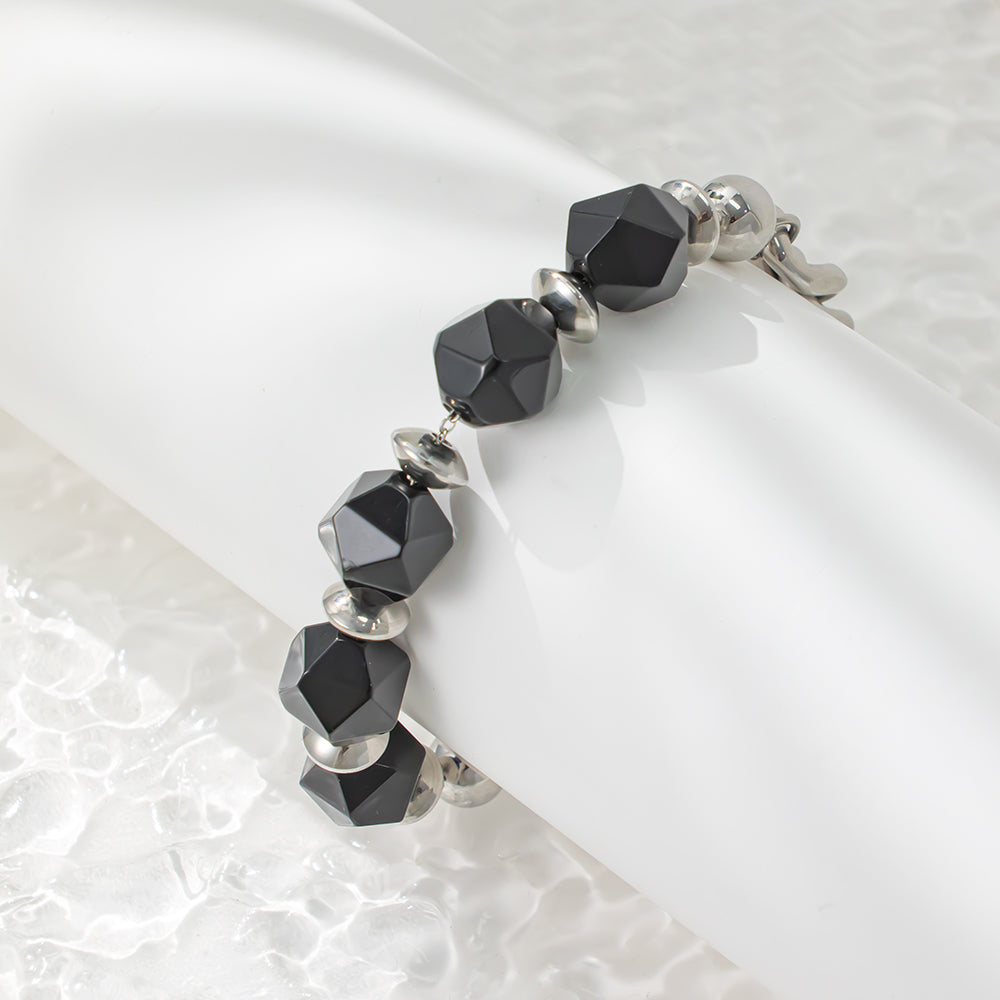 Black Onyx Handmade Chain Bracelet – Bold & Elegant Unisex Accessory