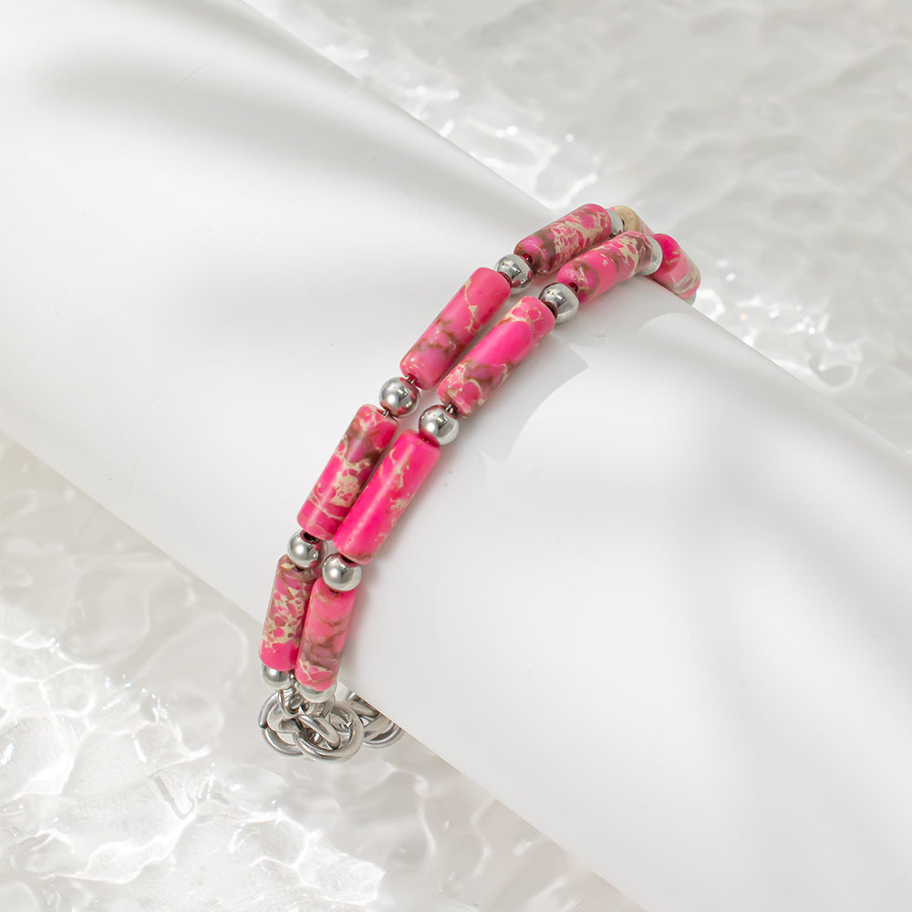 Red Stone Handmade Chain Bracelet – Bold & Stylish Unisex Accessory