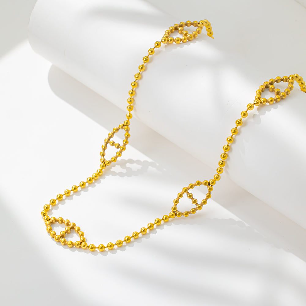 18K Gold-Plated Stainless Steel Necklace – Five Eye Charms, Stylish & Modern Jewelry