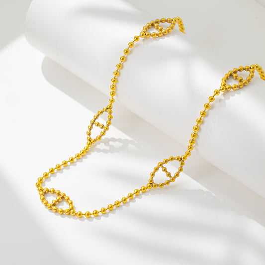 18K Gold-Plated Stainless Steel Necklace – Five Eye Charms, Stylish & Modern Jewelry