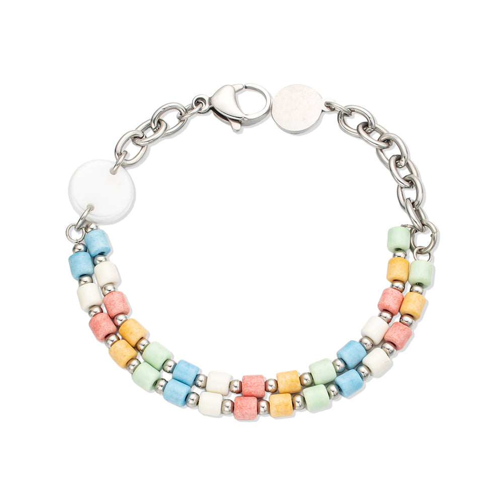 Macaron-Colored Double-Layer Stone Bracelet – Sweet & Colorful Unisex Accessory