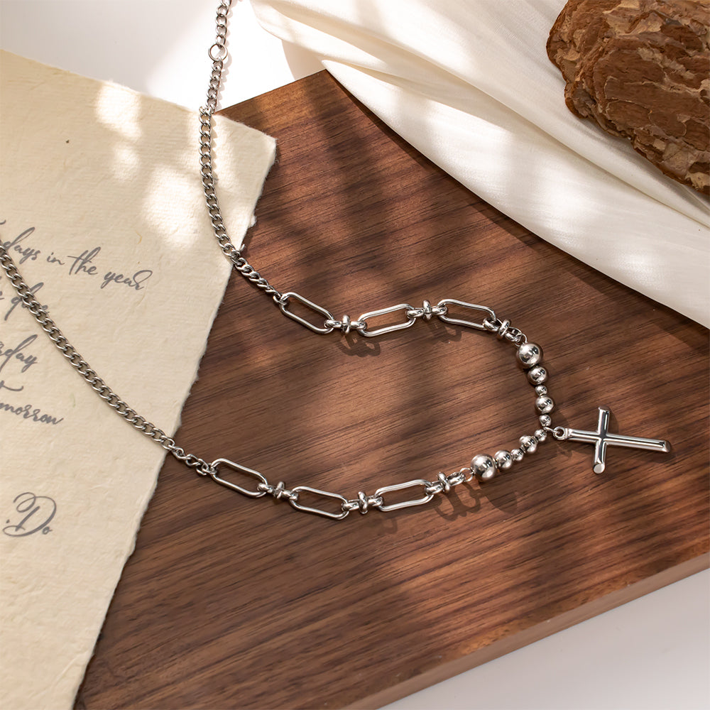 316 Stainless Steel Handmade Chain Necklace with Cross – Stylish & Contemporary