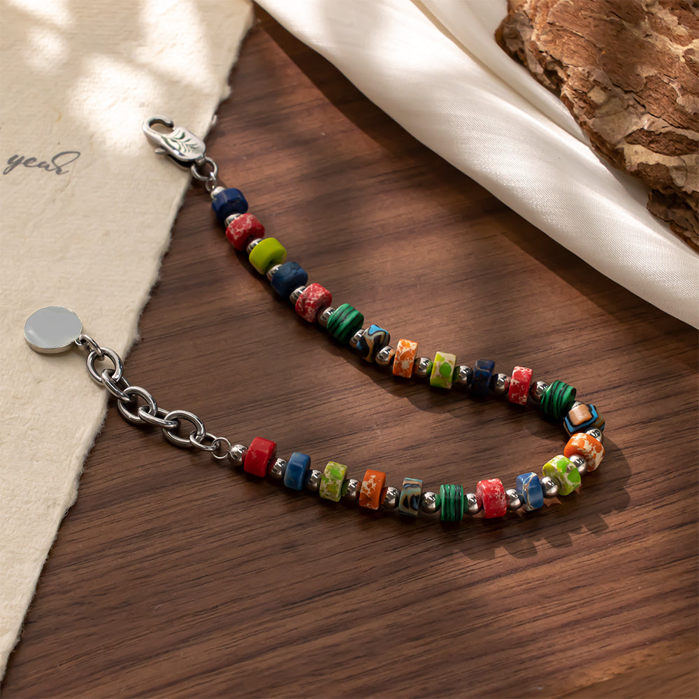 Vibrant Multicolor Stone Bracelet – Colorful & Playful Beaded Accessory