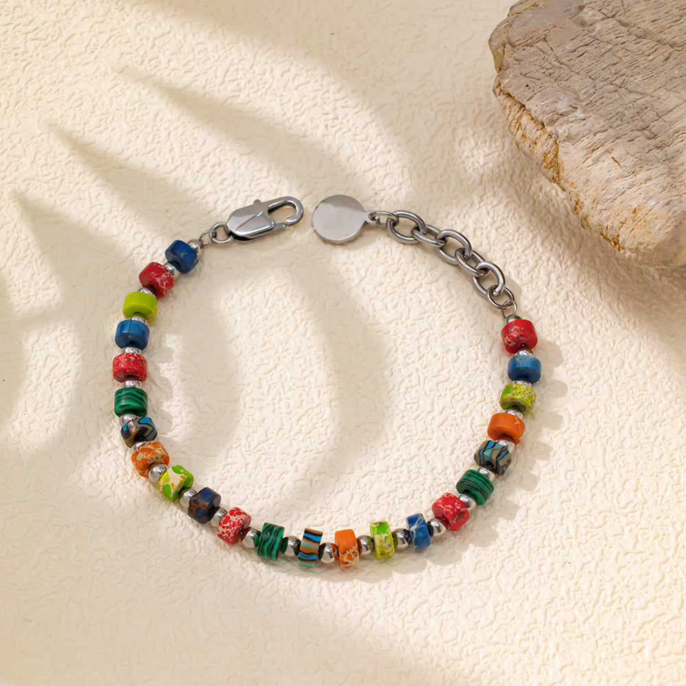 Vibrant Multicolor Stone Bracelet – Colorful & Playful Beaded Accessory