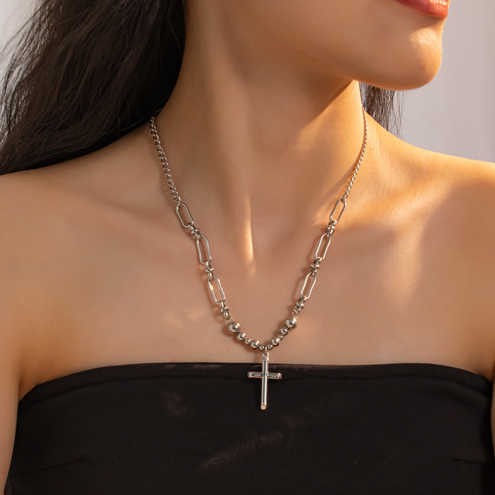 316 Stainless Steel Handmade Chain Necklace with Cross – Stylish & Contemporary