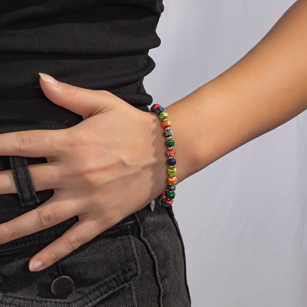 Vibrant Multicolor Stone Bracelet – Colorful & Playful Beaded Accessory