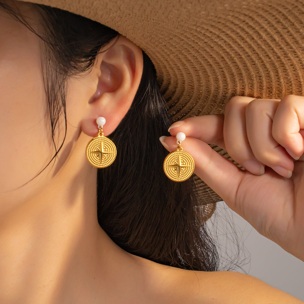 18K Gold-Plated Stainless Steel Disc Earrings – Minimalist & Elegant Studs