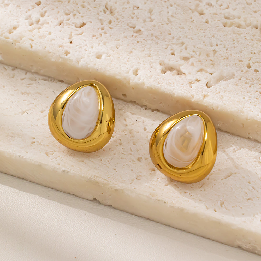 Colorful Teardrop Stud Earrings – 316L Stainless Steel, Hypoallergenic & Playful Resin Design
