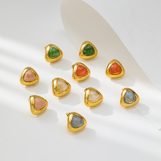 Colorful Hill Stud Earrings – 316L Stainless Steel, Hypoallergenic & Playful Resin Design