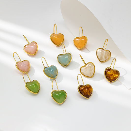 Colorful Heart Stud Earrings – 316L Stainless Steel, Hypoallergenic & Playful Resin Design