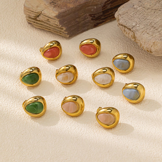 Colorful Teardrop Stud Earrings – 316L Stainless Steel, Hypoallergenic & Playful Resin Design