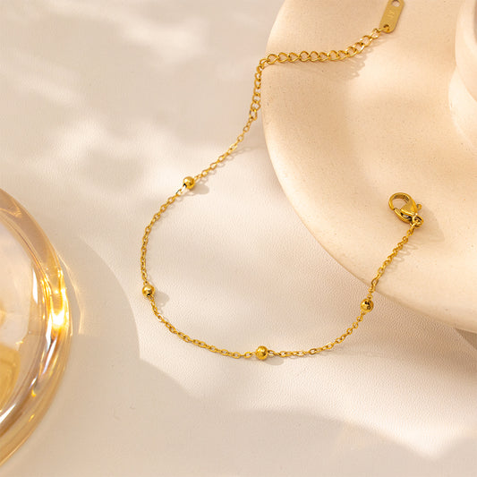 316 Stainless Steel 18K Gold Plated Beaded Bracelet | Minimalist Dainty Jewelry for Women