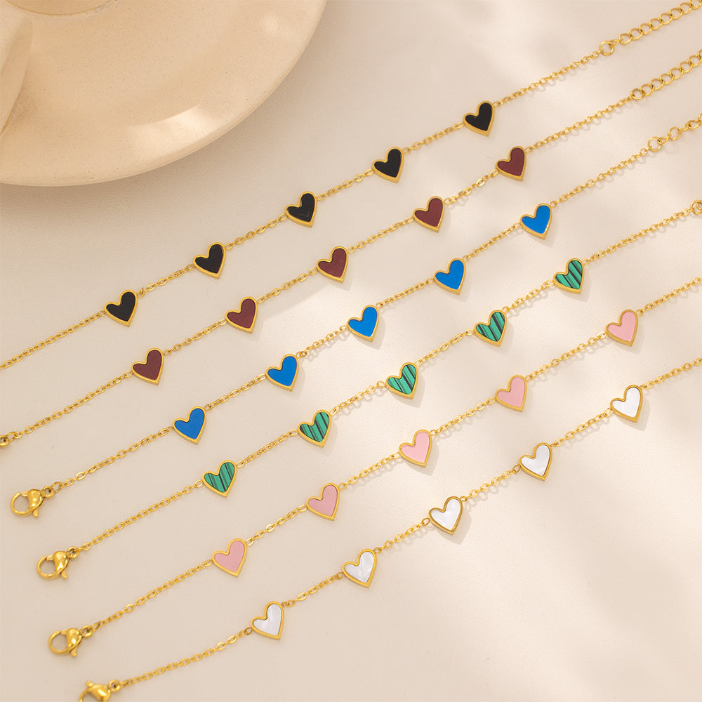 316 Stainless Steel 18K Gold Plated Five Heart Bracelet | Youthful & Energetic Jewelry for Women